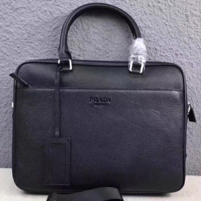 [프라다] 비지니스 블랙 수입가죽 삼각로고 남성용 서류가방 pr0002b - Prada Mens Business