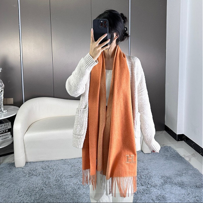 [에르메스] 케시미어 남여공용 오렌지 스카프 he0005w - Hermes Cassimere Orange Scarf