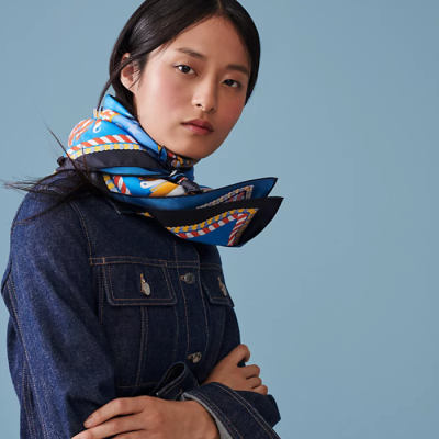 [에르메스] 실크 여성 스카프 he0012w - Hermes Silk Blue Scarf