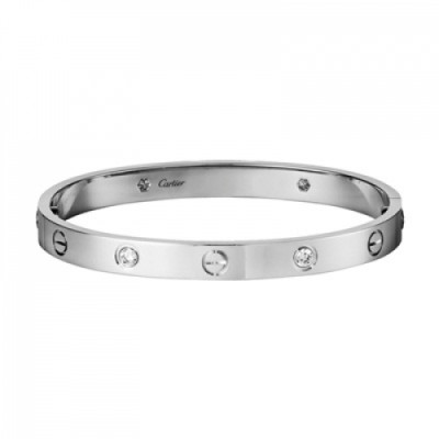 [까르띠에] 러브 브레이슬릿 다이아몬드 4개 화이트 골드 B6026417 커플팔찌 - ca0005z Cartier Love Bracelet 4 Diamonds White Gold