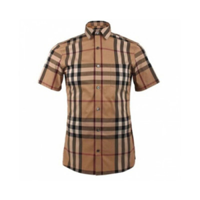 [버버리] 쇼트 슬리브 체크 스트레치 코튼 45575971 남성용 셔츠 bb0001f - Burberry Short-sleeved Check Stretch Cotton Mens Shirt