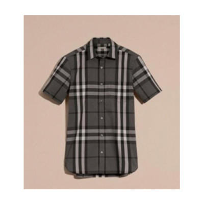 [버버리] 쇼트 슬리브 체크 스트레치 코튼 40039351 남성용 셔츠 bb0003f - Burberry Short-sleeved Check Stretch Cotton Mens Shirt