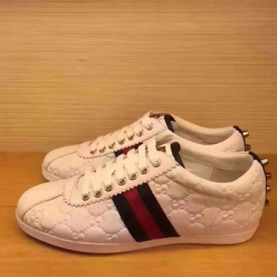 [구찌] 삼선포인트 가죽 화이트 남성용 스니커즈 gu0018x - Gucci White Leather Mens Sneakers