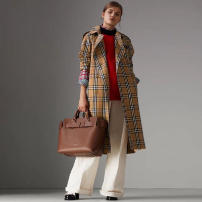 Burberry 2018 Womens Vintage Check Trench Coat - 버버리 여성 빈티지 체크 트렌치 코트 Bur0079x.Size(s - xl).브라운