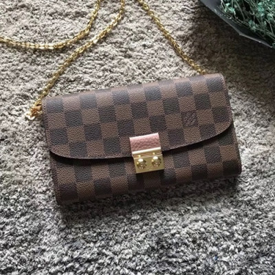 Louis Vuitton Damier Croisette Chain Wallet Shouder Bag,19cm - 루이비통 다미에 크로아제트 체인 월릿 숄더백 N61273,LOUB0228,19cm