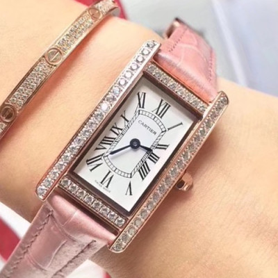 CARTIER LADIES TANK VERSION QUARTZ - 까르띠에 레이디스 TANK 버전 쿼츠,4색(핑크,베이지,블랙,레드)