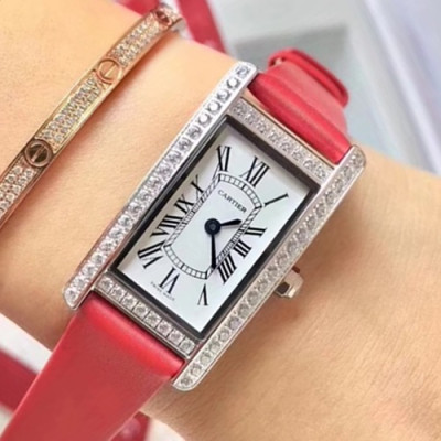 CARTIER LADIES TANK VERSION QUARTZ - 까르띠에 레이디스 TANK 버전 쿼츠,4색(퍼플,네이비,블랙,레드)