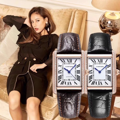 CARTIER LADIES TANK VERSION AUTOMATIC - 까르띠에 레이디스 TANK 버전 오토매틱,2색(브라운,블랙)