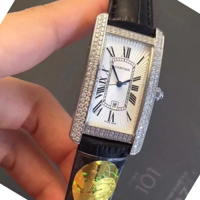 CARTIER LADIES TANK VERSION SWISS QUARTZ MOVEMENT - 까르띠에 레이디스 TANK 버전 스위스 쿼츠 무브먼트,블랙