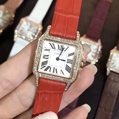 CARTIER LADIES SANTOS VERSION QUARTZ - 까르띠에 레이디스 SANTOS 버전 쿼츠,5색(블랙,브라운,레드,퍼플,오렌지)