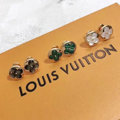 Louis Vuitton  Yellow Gold  Earring -루이비통  여성용 18k도금 옐로우 골드 귀걸이 3색(블랙,화이트,그린)