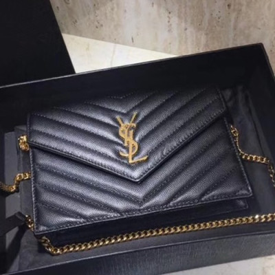 Saint Laurent Women Monogram Chain Shoulder Bag ,19CM - 입생로랑 여성용 모노그램 체인 숄더백 393953 ,SLB0028,19CM,블랙(금장)