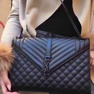 Saint Laurent Women Envelope Matelasse Large Chain Shoulder Bag,31CM - 입생로랑 여성용 엔빌로프 마틀라세 라지 체인 숄더백 396910 ,SLB0046,31CM,블랙