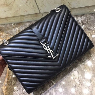 Saint Laurent Women Large Satchel Shoulder Bag,31CM - 입생로랑 여성용 라지 사첼 숄더백 342023 ,SLB0048 ,31CM,블랙(은장)