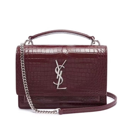 Saint Laurent Women Sunset Monogram Mini Chain Shoulder Bag  ,19CM - 입생로랑 여성용 선셋 모노그램 미니 체인 숄더백 533026 ,SLB0060,19CM,레드