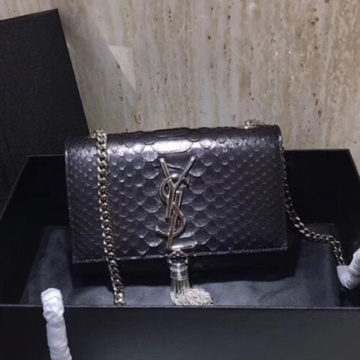 Saint Laurent Women Tassel Mini Chain Satchel Shoulder Bag ,17CM - 입생로랑 여성용 태슬 미니 체인 사첼 숄더백 326078A ,SLB0076,17CM,블랙(은장)