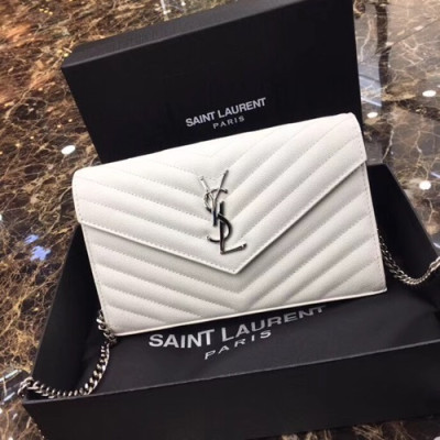 Saint Laurent Women Monogram Chain Shoulder Bag,22.5 CM - 입생로랑 여성용 모노그램 체인 숄더백 360452 ,SLB0094, 22.5CM,화이트