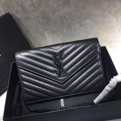 Saint Laurent Women Monogram Chain Shoulder Bag,22.5 CM - 입생로랑 여성용 모노그램 체인 숄더백 360452 ,SLB0098, 22.5CM,블랙