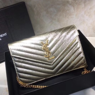 Saint Laurent Women Monogram Chain Shoulder Bag,22.5 CM - 입생로랑 여성용 모노그램 체인 숄더백 360452 ,SLB0099, 22.5CM,옐로우골드