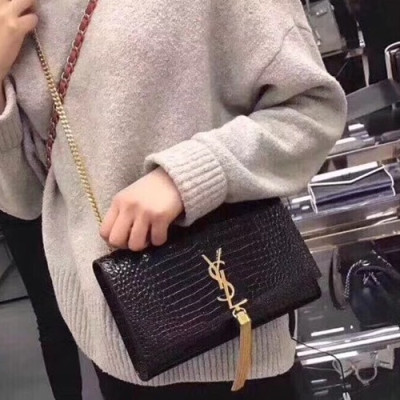 Saint Laurent Women Tassel Chain Satchel Shoulder Bag,24CM - 입생로랑 여성용 태슬 체인 사첼 숄더백 354119,SLB0147,24CM,블랙(금장)