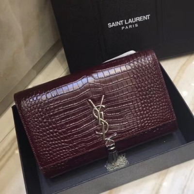 Saint Laurent Women Tassel Chain Satchel Shoulder Bag,24CM - 입생로랑 여성용 태슬 체인 사첼 숄더백 354119,SLB0152,24CM,와인