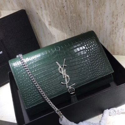 Saint Laurent Women Tassel Chain Satchel Shoulder Bag,24CM - 입생로랑 여성용 태슬 체인 사첼 숄더백 354119,SLB0153,24CM,그린