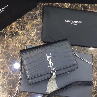 Saint Laurent Women Kate Monogram Chain Shoulder Bag,19CM - 입생로랑 여성용 케이트 모노그램 체인 숄더백 452159,SLB0156,19CM,블랙(은장)