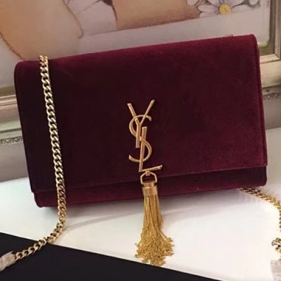 Saint Laurent Women Tassel Chain Satchel Shoulder Bag ,24CM - 입생로랑 여성용 태슬 체인 사첼 숄더백 326076, SLB0232,24CM,레드(금장)