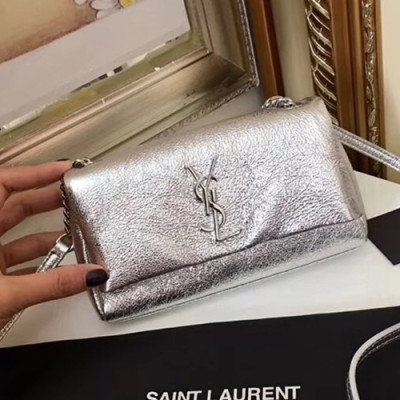 Saint Laurent Women Mini West Hollywood Shoulder Bag,18CM - 입생로랑 여성용 미니 웨스트 헐리우드 숄더백 481524, SLB0241,18CM,실버