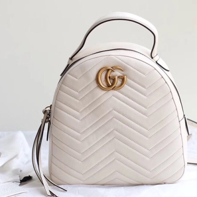 Gucci Marmont Matlase Women Leather Back Pack,22.5CM - 구찌 마몬트 마틀라세 여성용 가죽 백팩 476671, GUB0089,22.5CM,화이트