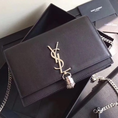 Saint Laurent Women Kate Monogram Chain Shoulder Bag ,19CM - 입생로랑 여성용 케이트 모노그램 체인 숄더백 452159, SLB0254,19CM,블랙(은장)