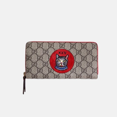 Gucci GG Supreme Long Wallet 506279 - 구찌 GG 수프림 보스코 패치 지퍼 장지갑 Guc0249x.Size19cm.레드로고