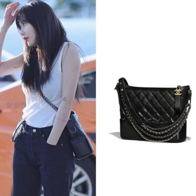 Chanel 2018 Gabrielle  Hobo Shoulder Bag ,28CM - 샤넬 2018 가브리엘 호보 숄더백,CHAB0100,28CM,블랙,현아