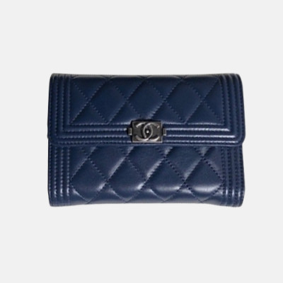 Chanel 2018 LeBoy Lambskin wallet A80285- 샤넬 램스킨 중지갑 보이 엔틱은장 Cnl0027x.Size15cm.네이비