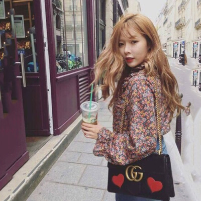 GUCCI GG MARMONT HEART CHAIN SHOULDER BAG,28CM - 구찌 GG 마몬트 하트 체인 숄더백 431777, GUB0099 ,28cm,현아