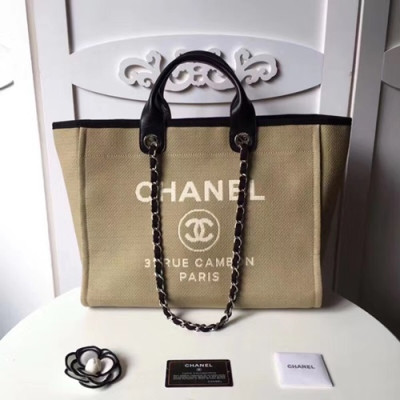 Chanel 2018 Canvas Deauville Tote Shoulder Bag,39CM - 샤넬 2018 캔버스 도빌 토트 숄더백  CHAB0302,39CM,카키