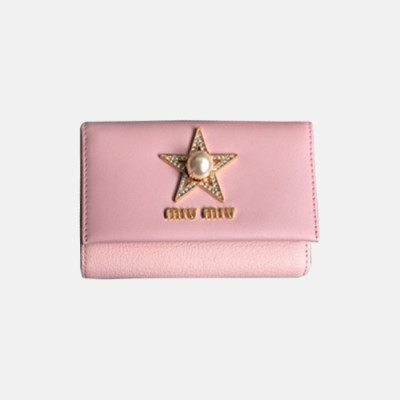 MiuMiu 2018 Ladies Madras Leather Wallet 5MH373 - 미우미우 신상 스타 주얼리 중지갑 MIU0061X  12.5CM