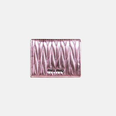 18/19 MiuMiu Ladies Matelassé Logo Small Wallet 5MV204 - 미우미우 마테라쎄 로고 남자 반지갑 MIU0072X  8CM