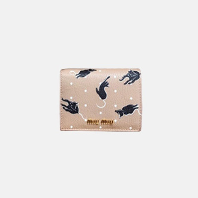 18/19 MiuMiu Ladies Matelassé Logo Small Wallet 5MV204 - 미우미우 마테라쎄 로고 남자 반지갑 MIU0077X  8CM