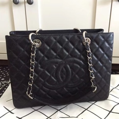 Chanel 2018 Women Tote Shoulder Bag,33CM - 샤넬 2018 여성용 토트 숄더백  CHAB0326,33CM,블랙(실버)