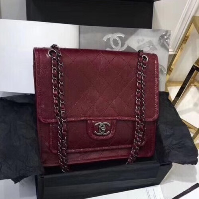 Chanel Women Leather Chain Shoulder Bag ,28CM - 샤넬 여성용 레더 체인 숄더백 CHAB0367,28CM,와인