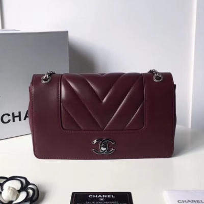 Chanel Women Leather Chain Shoulder Bag ,25CM - 샤넬 여성용 레더 체인 숄더백,CHAB0466,25CM,와인