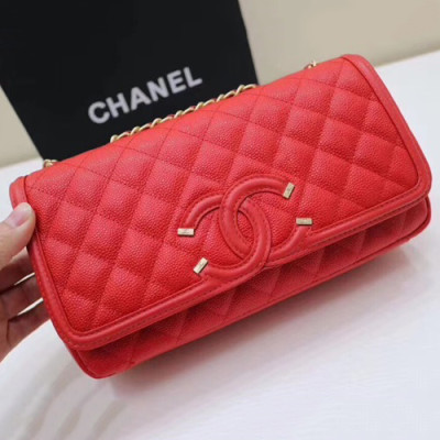 Chanel Women Leather Chain Shoulder Bag ,26.5CM - 샤넬 여성용 레더 체인 숄더백,CHAB0476,26.5CM,레드