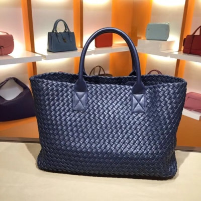 Bottega Veneta Leather Navy Women Tote Bag,40cm - 보테가 베네타 레더 네이비 여성용 토트백 5211-6,BVB0008,40cm