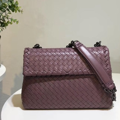 Bottega Veneta Leather Purple Olimpia Chain Shoulder Cross Bag,25cm - 보테가 베네타 레더 퍼플 올림피아 체인 숄더 크로스백 6498-2,BVB0031,25cm