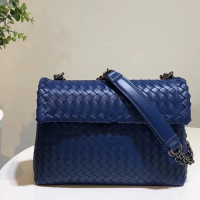 Bottega Veneta Leather Blue Olimpia Chain Shoulder Cross Bag,25cm - 보테가 베네타 레더 블루 올림피아 체인 숄더 크로스백 6498-3,BVB0032,25cm