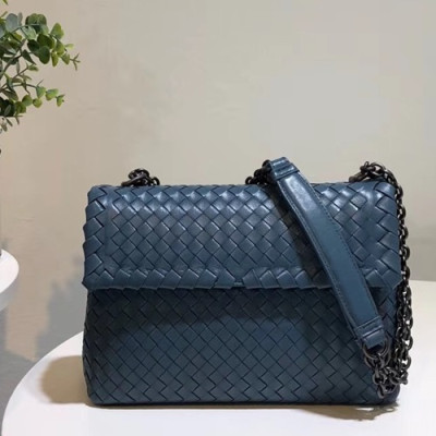 Bottega Veneta Leather Blue Olimpia Chain Shoulder Cross Bag,25cm - 보테가 베네타 레더 블루 올림피아 체인 숄더 크로스백 6498-4,BVB0033,25cm