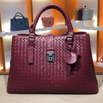 Bottega Veneta Leather Wine Roma Large Tote Shoulder Bag,38cm - 보테가 베네타 레더 와인 라지 로마 토트 숄더백 7453-10,BVB0110,38cm