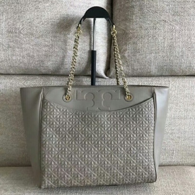 Tory Burch 2018 Leather Gray Chain Tote Shoulder Bag,33cm - 토리버치 2018 레더 그레이 체인 토트 숄더백 TBB0010,33cm