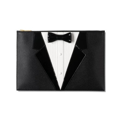 Thom Browne Leather Smoking Suit Clutch Bag ,30/33cm - 톰브라운 레더 스모킹 슈트 남여공용 클러치백 THOB0001,30/33cm,블랙